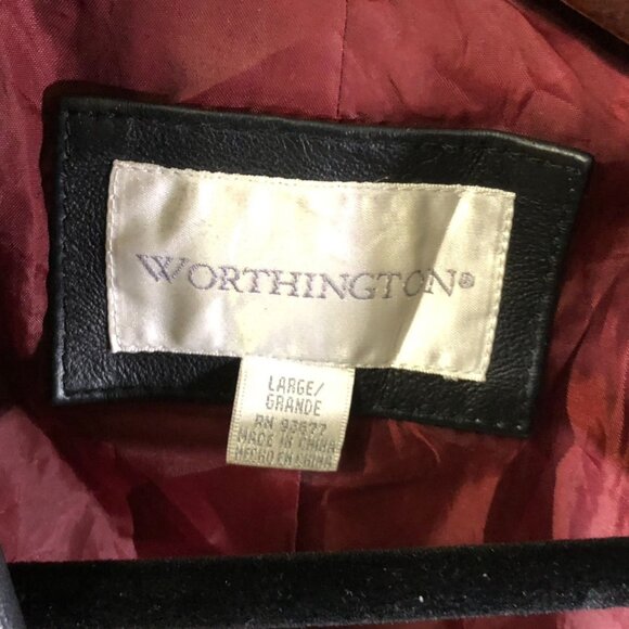 Worthington Womens Moto Blazer Leather Jacket Large Black Three-Button Collared - Picture 4 of 16